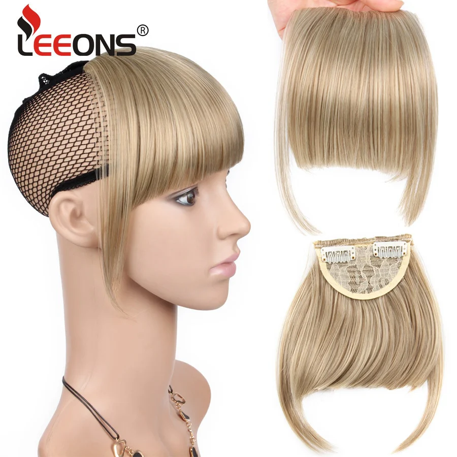 Leeons Short Synthetic Bangs Heat Resistant Hairpieces Hair Women Natural Short Fake Hair Bangs Hair Clips For Extensions Black - Image 51