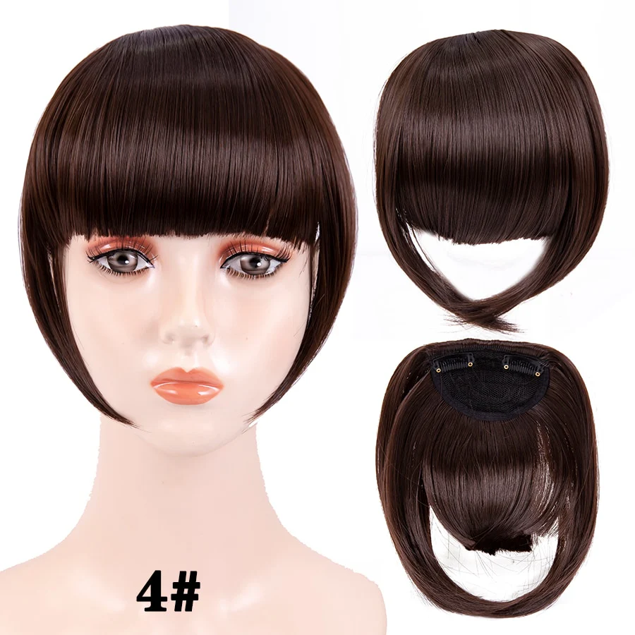 Leeons Short Synthetic Bangs Heat Resistant Hairpieces Hair Women Natural Short Fake Hair Bangs Hair Clips For Extensions Black - Image 6