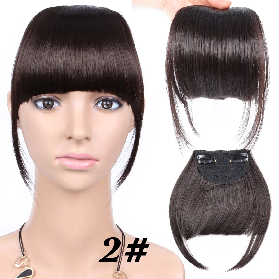 Leeons Short Synthetic Bangs Heat Resistant Hairpieces Hair Women Natural Short Fake Hair Bangs Hair Clips For Extensions Black - Image 7