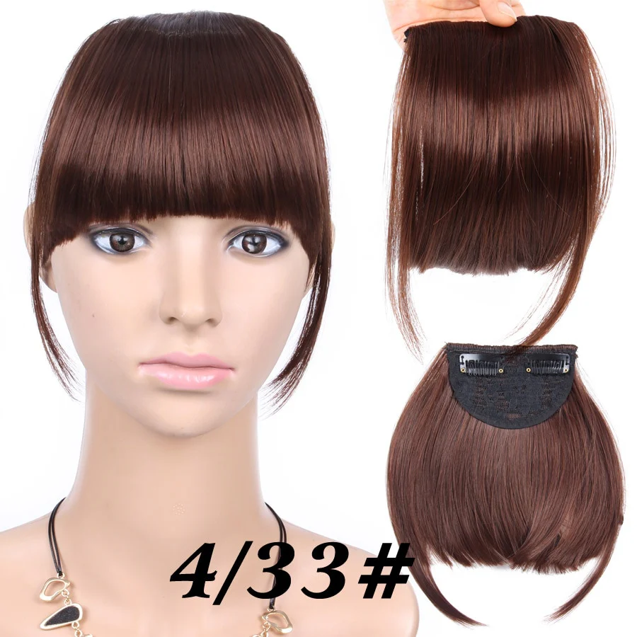 Leeons Short Synthetic Bangs Heat Resistant Hairpieces Hair Women Natural Short Fake Hair Bangs Hair Clips For Extensions Black - Image 9