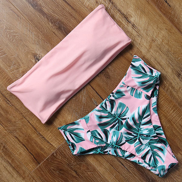 Leopard Bikini High Waist Swimsuit Women Bikini 2022 Push Up Bandeau Women Off Shoulder Beach Swimming Suit Brazilian Swimwear - Image 5