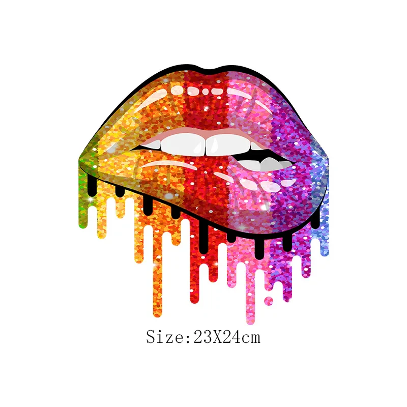 Leopard Print Lips Patches For Clothes Heat Transfer Thermal Stickers DIY Washable T-Shirts Iron On Transfer Girls Lips Patches - Image 14