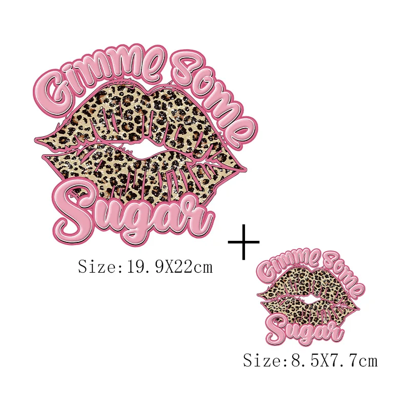 Leopard Print Lips Patches For Clothes Heat Transfer Thermal Stickers DIY Washable T-Shirts Iron On Transfer Girls Lips Patches - Image 17