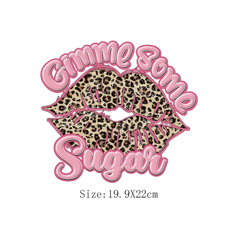 Leopard Print Lips Patches For Clothes Heat Transfer Thermal Stickers DIY Washable T-Shirts Iron On Transfer Girls Lips Patches - Image 18