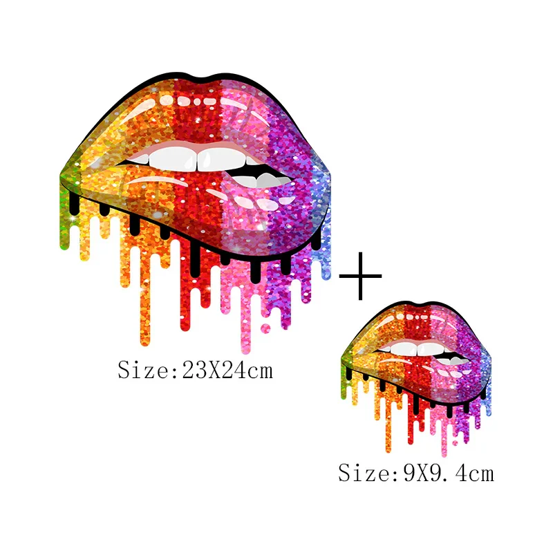Leopard Print Lips Patches For Clothes Heat Transfer Thermal Stickers DIY Washable T-Shirts Iron On Transfer Girls Lips Patches - Image 2