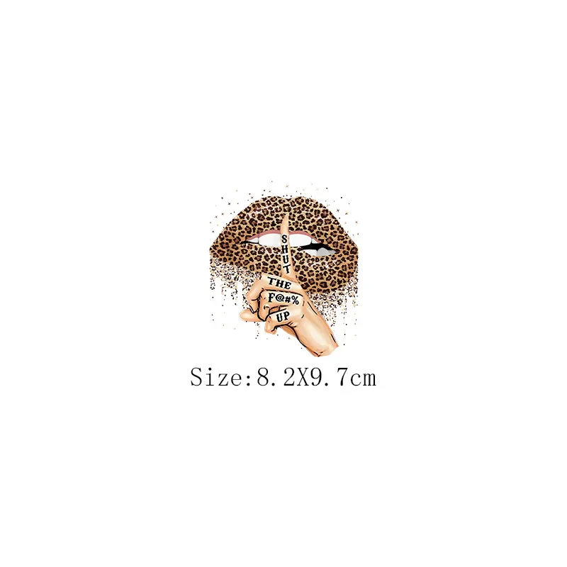 Leopard Print Lips Patches For Clothes Heat Transfer Thermal Stickers DIY Washable T-Shirts Iron On Transfer Girls Lips Patches - Image 21