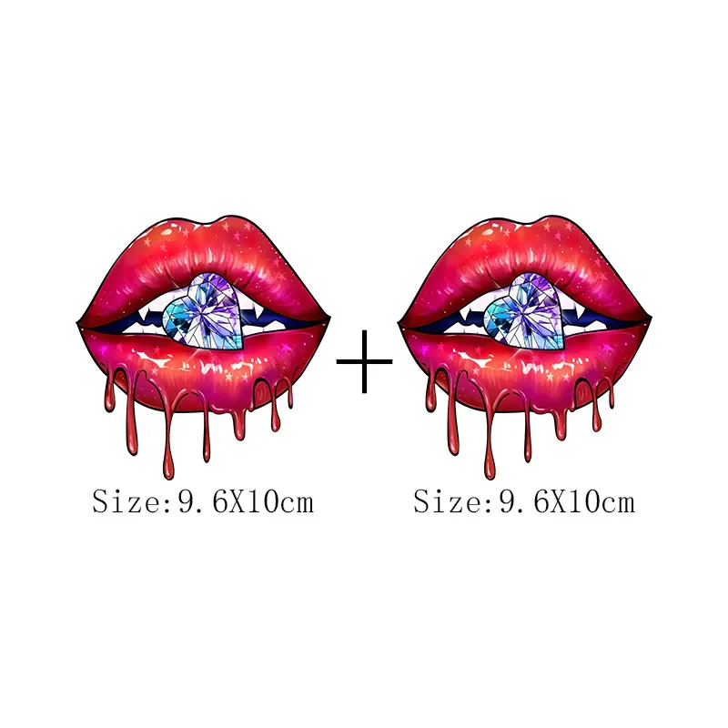 Leopard Print Lips Patches For Clothes Heat Transfer Thermal Stickers DIY Washable T-Shirts Iron On Transfer Girls Lips Patches - Image 3