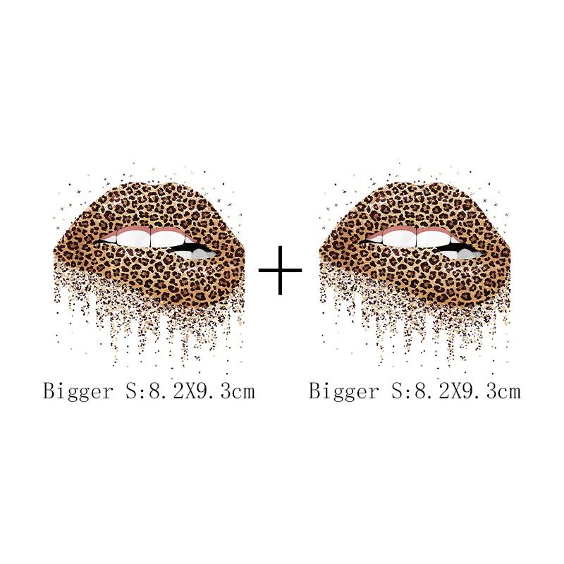 Leopard Print Lips Patches For Clothes Heat Transfer Thermal Stickers DIY Washable T-Shirts Iron On Transfer Girls Lips Patches - Image 33