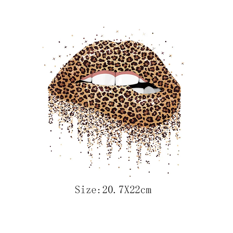 Leopard Print Lips Patches For Clothes Heat Transfer Thermal Stickers DIY Washable T-Shirts Iron On Transfer Girls Lips Patches - Image 37