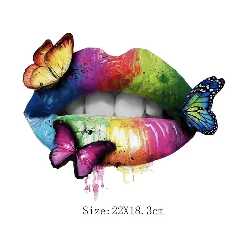 Leopard Print Lips Patches For Clothes Heat Transfer Thermal Stickers DIY Washable T-Shirts Iron On Transfer Girls Lips Patches - Image 4