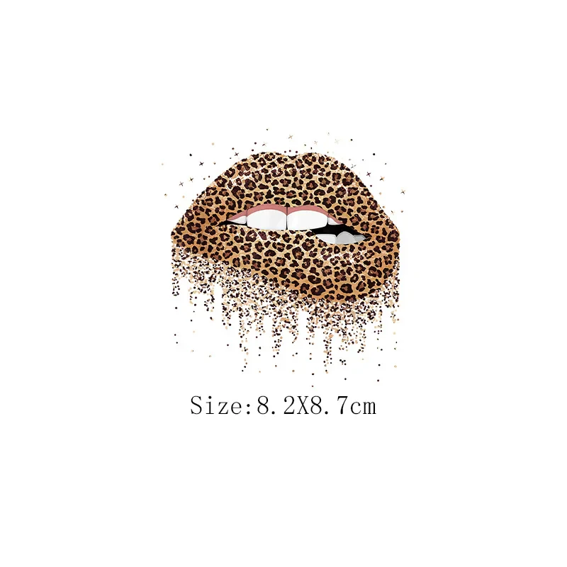 Leopard Print Lips Patches For Clothes Heat Transfer Thermal Stickers DIY Washable T-Shirts Iron On Transfer Girls Lips Patches - Image 40