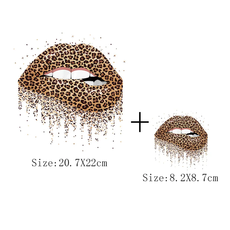 Leopard Print Lips Patches For Clothes Heat Transfer Thermal Stickers DIY Washable T-Shirts Iron On Transfer Girls Lips Patches - Image 45