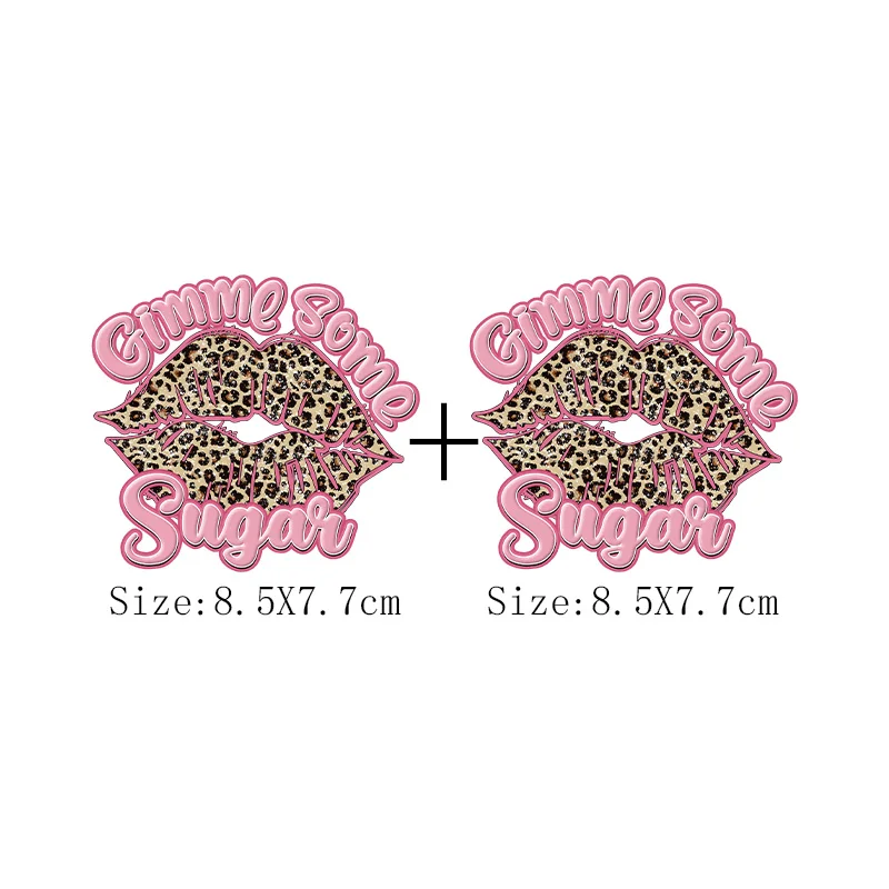 Leopard Print Lips Patches For Clothes Heat Transfer Thermal Stickers DIY Washable T-Shirts Iron On Transfer Girls Lips Patches - Image 5