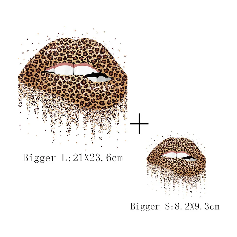 Leopard Print Lips Patches For Clothes Heat Transfer Thermal Stickers DIY Washable T-Shirts Iron On Transfer Girls Lips Patches - Image 8