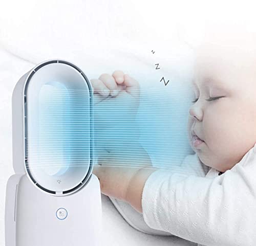 let'me Desk Fan,Portable Bladeless Fan 11.8 inch Small Personal Cooling Fan with 5 Colors Touch Control LED Light,Quiet Table Fan for Home, Office, Bedroom - Image 2