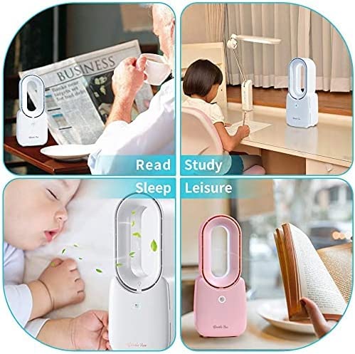 let'me Desk Fan,Portable Bladeless Fan 11.8 inch Small Personal Cooling Fan with 5 Colors Touch Control LED Light,Quiet Table Fan for Home, Office, Bedroom - Image 3