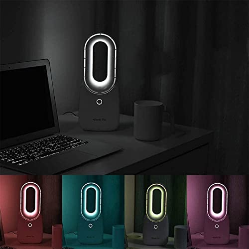 let'me Desk Fan,Portable Bladeless Fan 11.8 inch Small Personal Cooling Fan with 5 Colors Touch Control LED Light,Quiet Table Fan for Home, Office, Bedroom - Image 5