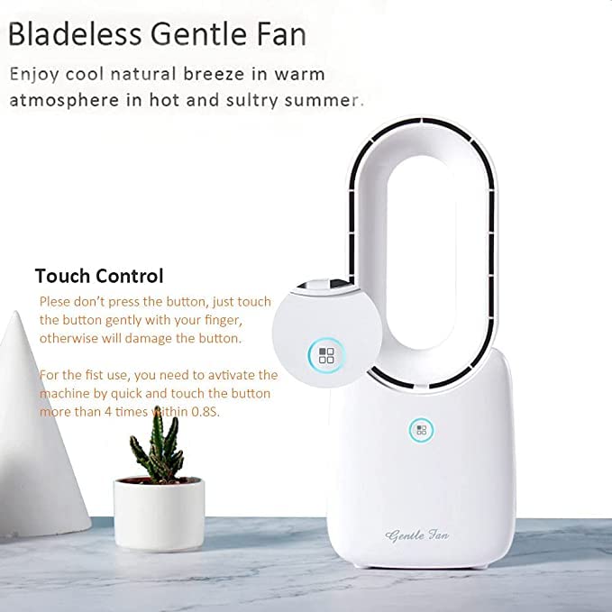 let'me Desk Fan,Portable Bladeless Fan 11.8 inch Small Personal Cooling Fan with 5 Colors Touch Control LED Light,Quiet Table Fan for Home, Office, Bedroom - Image 7