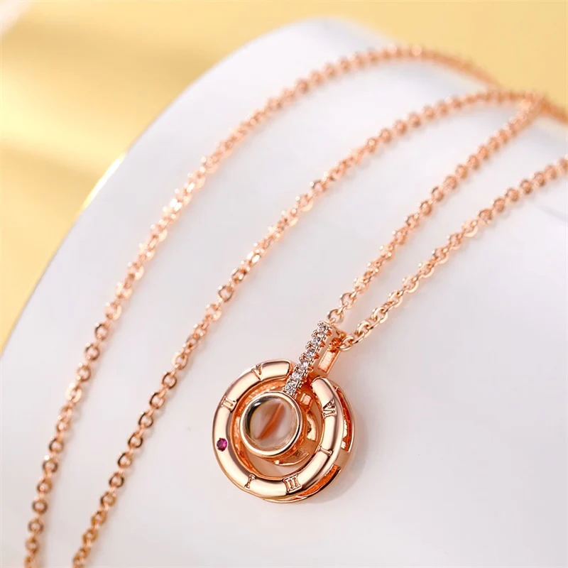 Letter Necklace 100 Languages I Love You Projection Pendant Necklace Women Jewelry Collier Femme Bijoux 2019 Best Friends Gifts - Image 10