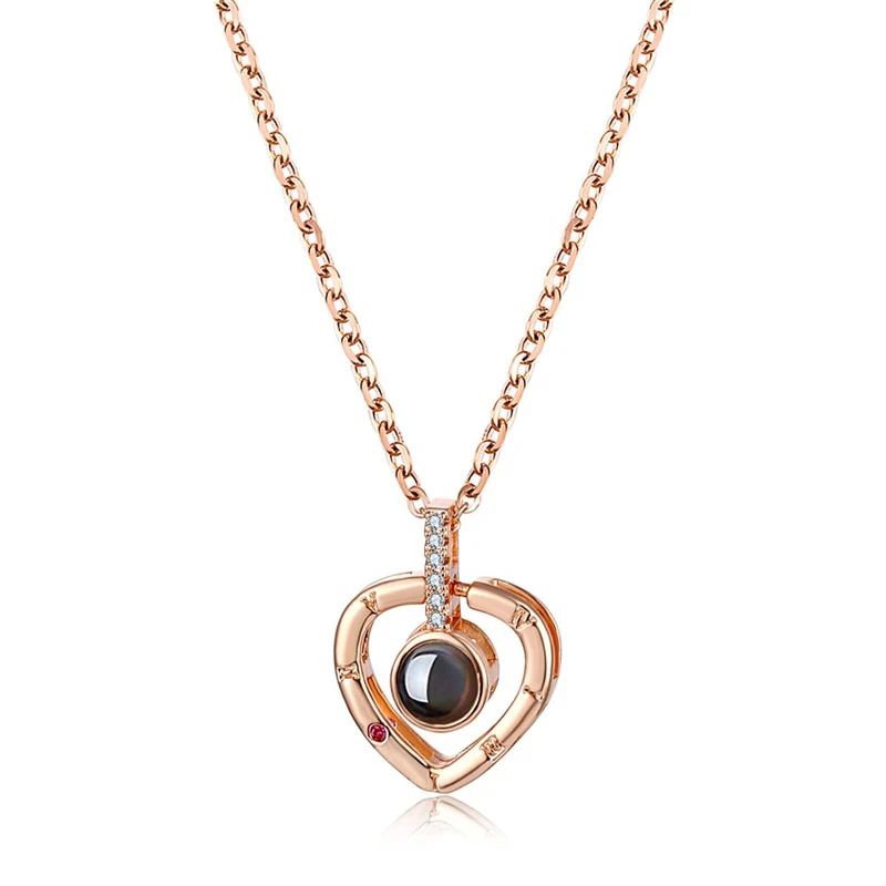 Letter Necklace 100 Languages I Love You Projection Pendant Necklace Women Jewelry Collier Femme Bijoux 2019 Best Friends Gifts - Image 4