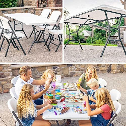 Lifetime 6-Foot Fold in Half Table, White Granite - Image 4