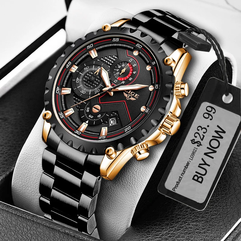 LIGE Fashion Mens Watches Top Luxury Brand Silver Stainless Steel 30m Waterproof Quartz - Image 10