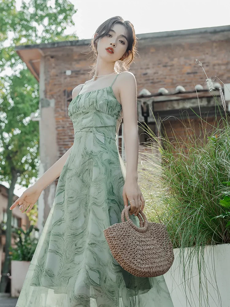 Light Blue Chic and Beautiful Two-piece Set Sling Dress - Image 5
