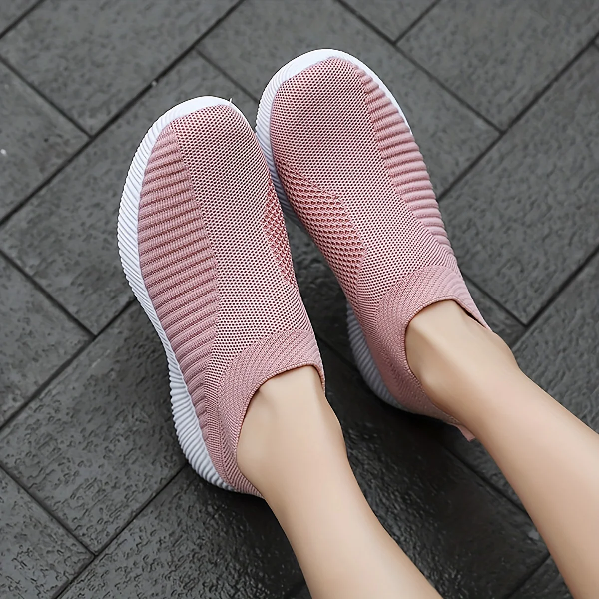 Lightweight Breathable Women's Slip-On Sneakers - Solid Color Low Top Design for Summer Casual Sports Shoes with EVA Sole and Comfort Insole - Image 10