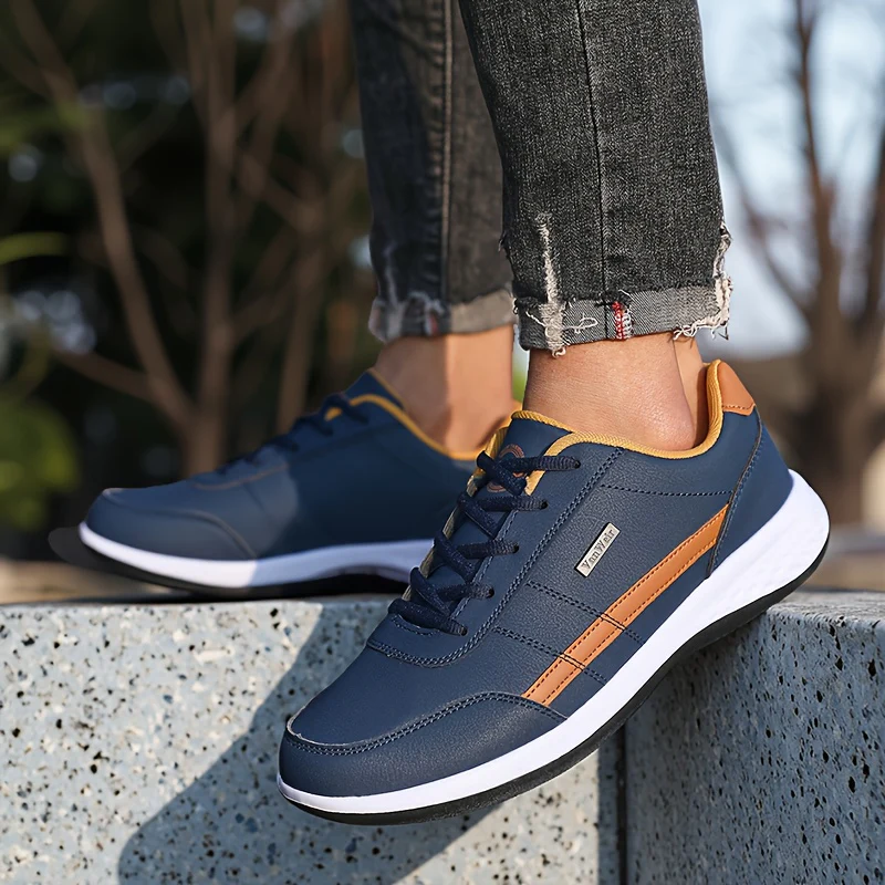 [Lightweight Running Shoes] VanWeir Men's Lightweight Running Shoes | Navy Blue & White, Stability Lace-Up Sneakers with MD/TPR Sole, Breathable Fabric Lining for Outdoor Sports, Hiking & Casual Wear - Image 15