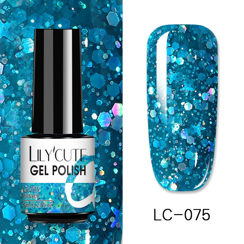LILYCUTE 7ml Glitter Sequins Nail Gel Polish Gel Rose Gold Semi Permanent Hybrid Nail Art DIY Design Varnish - Image 30