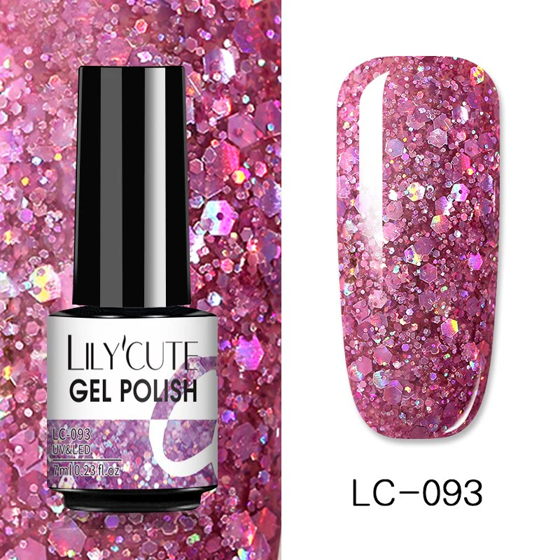 LILYCUTE 7ml Glitter Sequins Nail Gel Polish Gel Rose Gold Semi Permanent Hybrid Nail Art DIY Design Varnish - Image 4