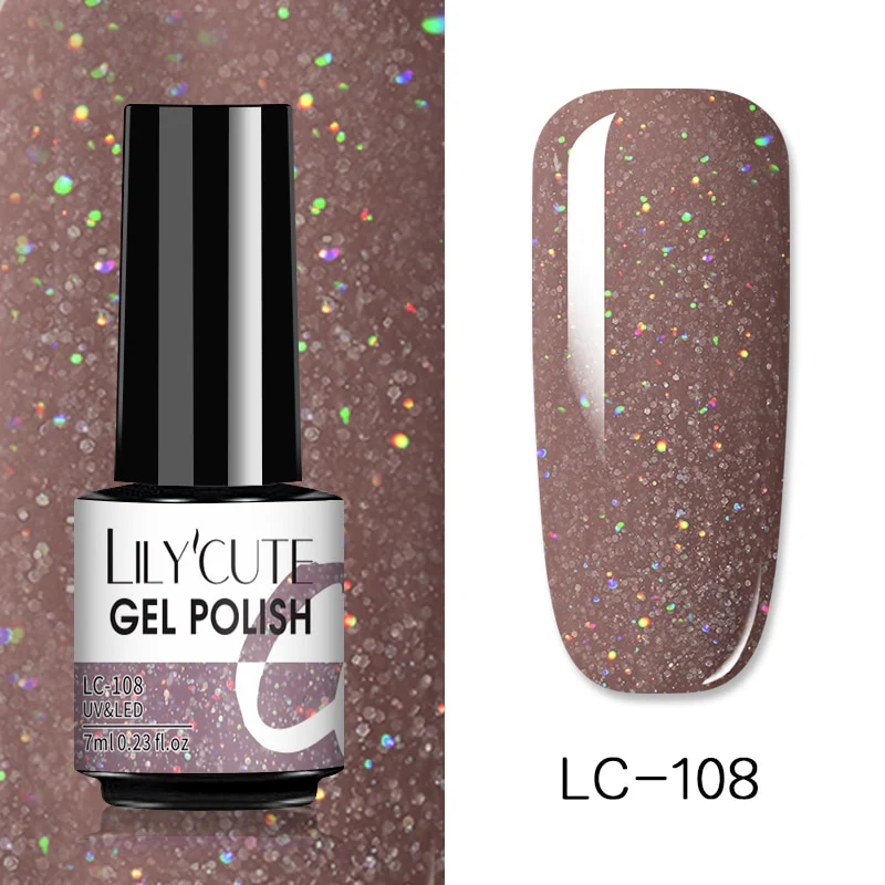 LILYCUTE 7ml Glitter Sequins Nail Gel Polish Gel Rose Gold Semi Permanent Hybrid Nail Art DIY Design Varnish - Image 64