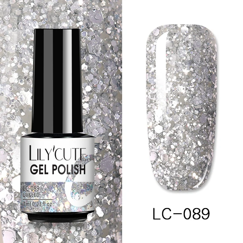 LILYCUTE 7ml Glitter Sequins Nail Gel Polish Gel Rose Gold Semi Permanent Hybrid Nail Art DIY Design Varnish - Image 65