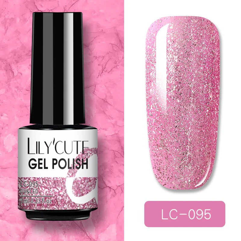 LILYCUTE 7ml Glitter Sequins Nail Gel Polish Gel Rose Gold Semi Permanent Hybrid Nail Art DIY Design Varnish - Image 68