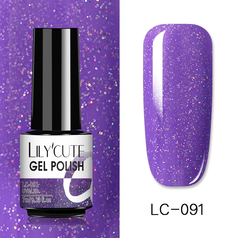 LILYCUTE 7ml Glitter Sequins Nail Gel Polish Gel Rose Gold Semi Permanent Hybrid Nail Art DIY Design Varnish - Image 71