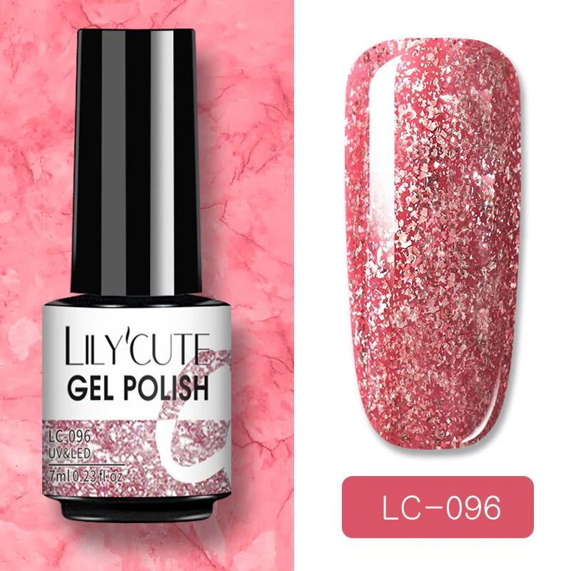 LILYCUTE 7ml Glitter Sequins Nail Gel Polish Gel Rose Gold Semi Permanent Hybrid Nail Art DIY Design Varnish - Image 75