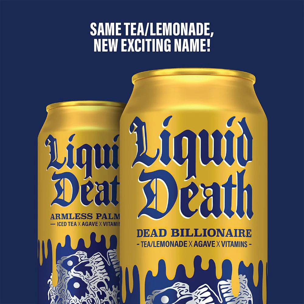 Liquid Death Iced Black Tea/Lemonade, Dead Billionaire (aka Armless Palmer) 19.2oz King Size Cans (8-Pack) - Image 2
