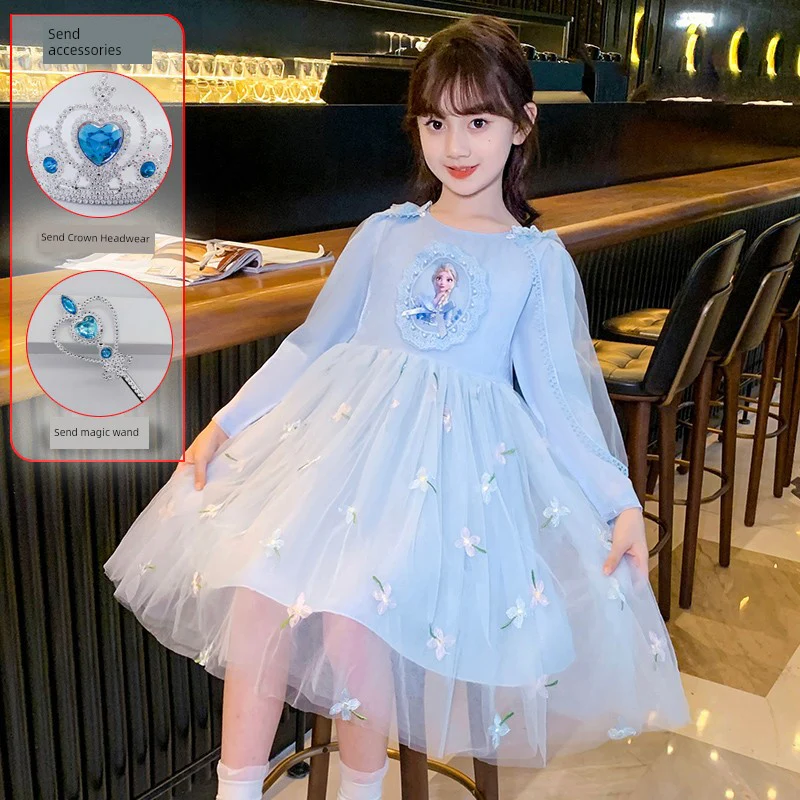 Little Girl Princess Dress Children's Fashionable Summer Elsa Clothes - Image 15