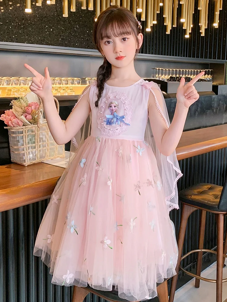 Little Girl Princess Dress Children's Fashionable Summer Elsa Clothes - Image 4
