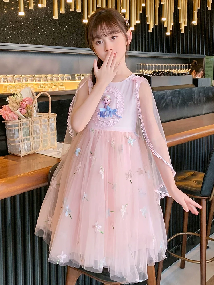 Little Girl Princess Dress Children's Fashionable Summer Elsa Clothes - Image 5