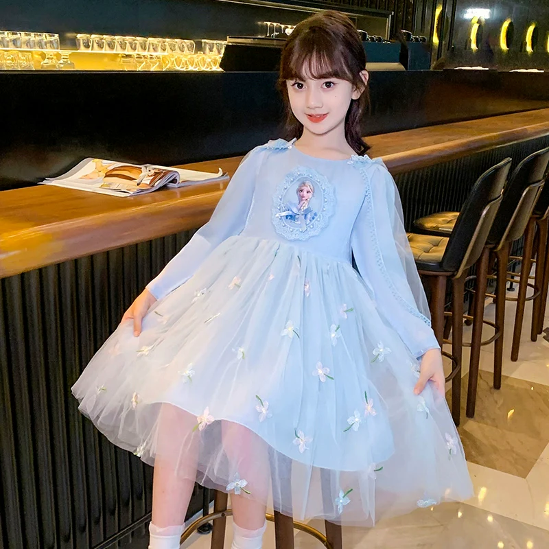 Little Girl Princess Dress Children's Fashionable Summer Elsa Clothes - Image 7