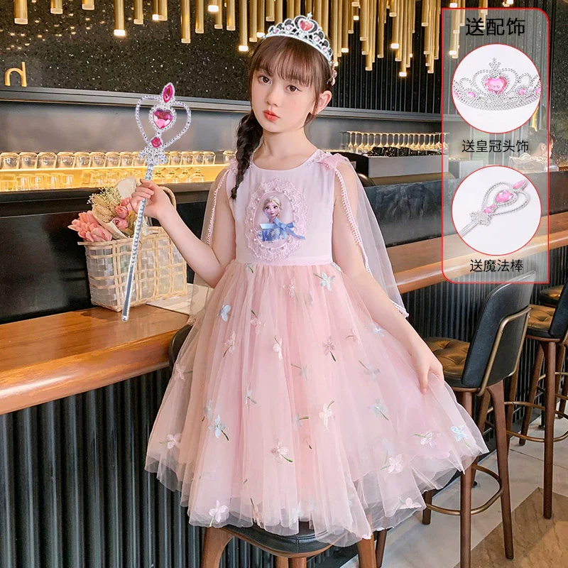 Little Girl Princess Dress Children's Fashionable Summer Elsa Clothes - Image 9