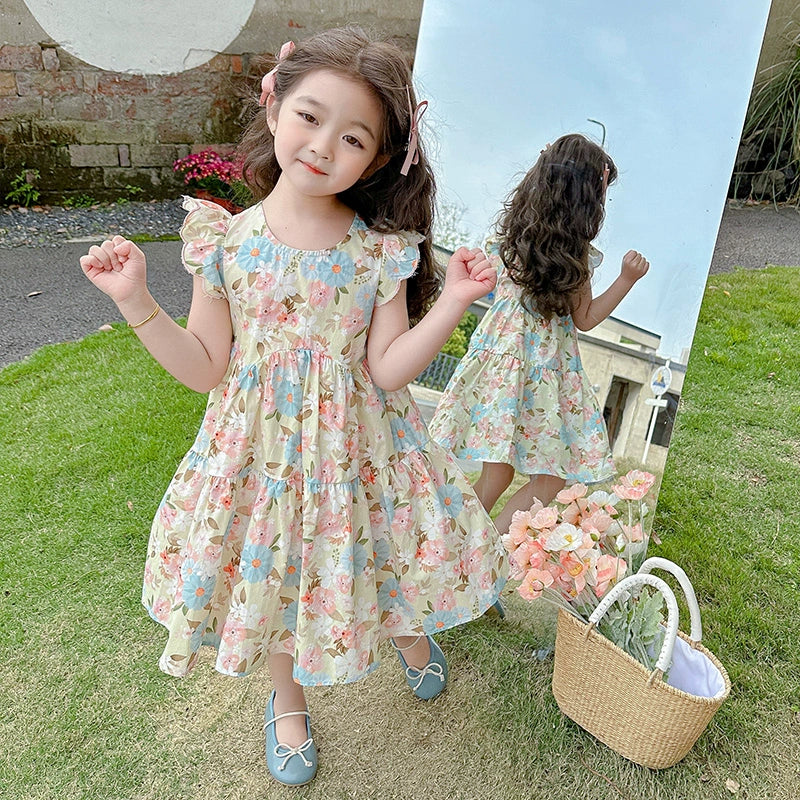 Little Girl Princess Floral-Print Dress - Image 5