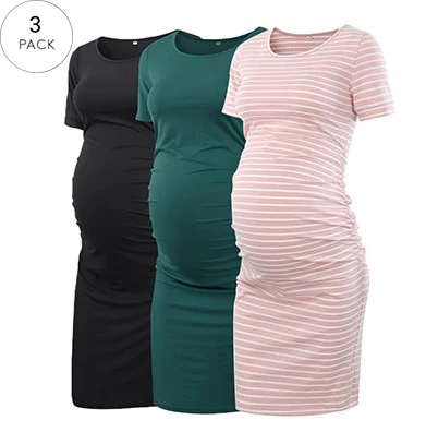 Liu&amp;Qu Maternity Dresses Women Side Ruched Pregnany Dress Bodycon Pregnant Clothes Casual Mama Short Sleeve Wrap Baby Showers - Image 8