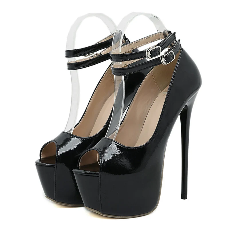 Liyke Fashion Design Double Buckle Strap Platform Sandals Women Pumps Sexy Peep Toe 16.5CM Super High Heels Stripper Shoes White - Image 4