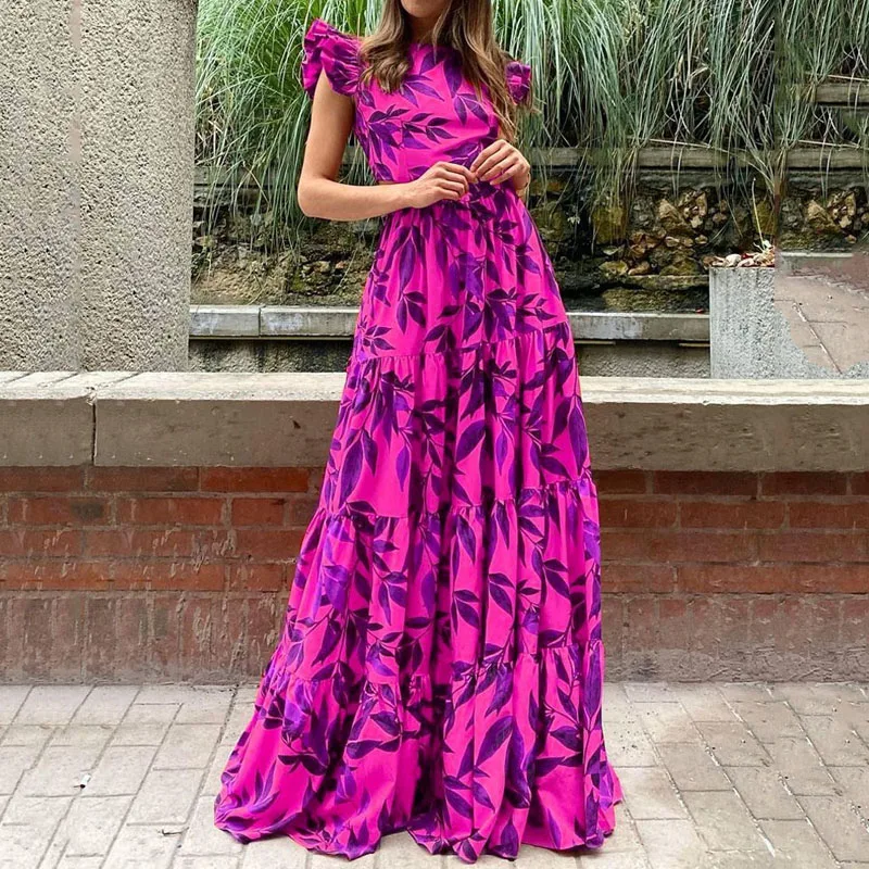 LIYONG Women Maxi Dress Summer Fashion Casual Print Sleeveless Round Neck Cutout Nipped Waist Party Dresses High Streetwear - Image 3