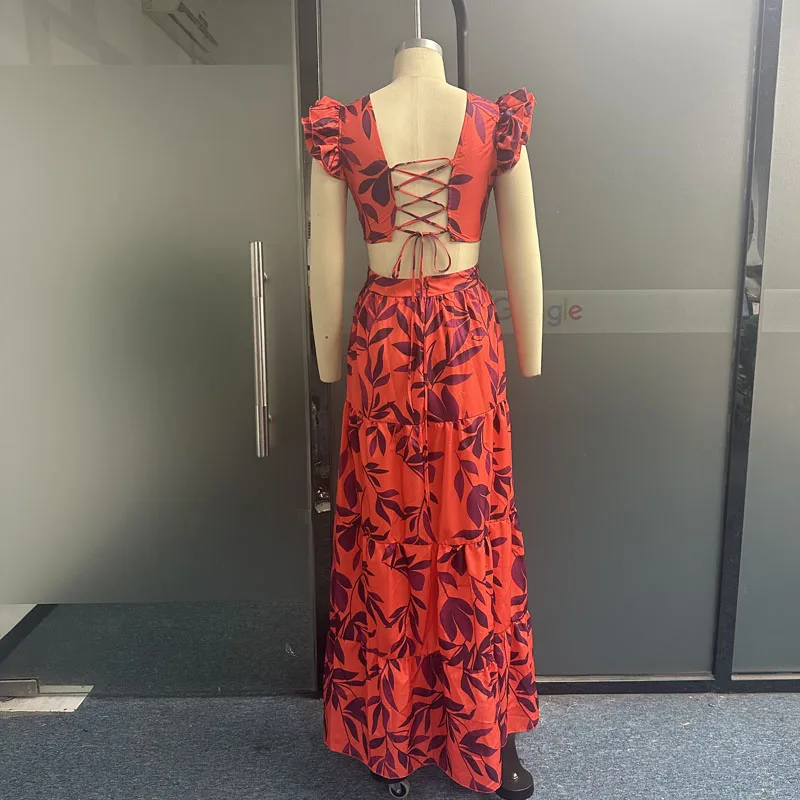 LIYONG Women Maxi Dress Summer Fashion Casual Print Sleeveless Round Neck Cutout Nipped Waist Party Dresses High Streetwear - Image 5