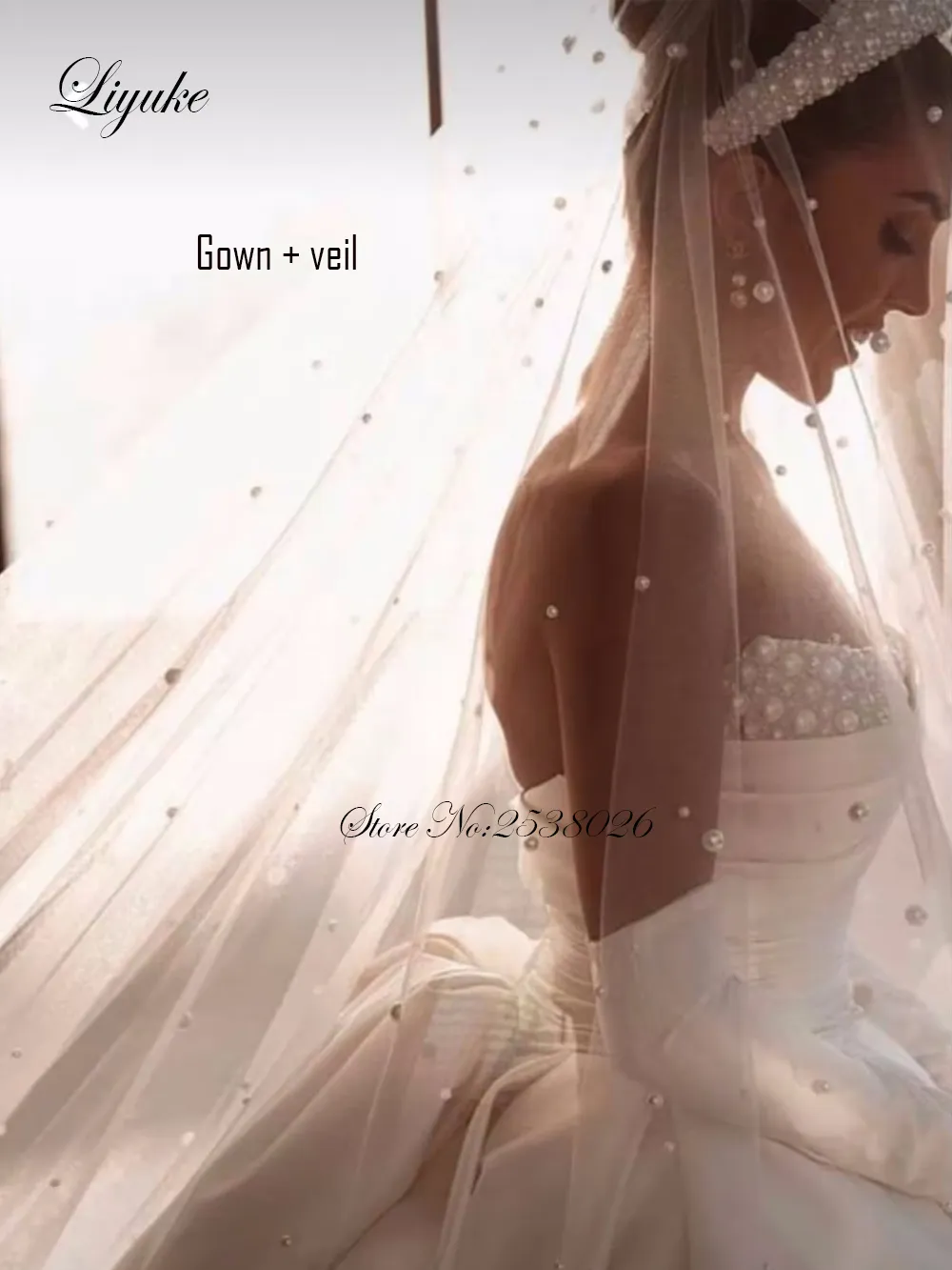 Liyuke Luxury Tiered Satin Ball Gown Wedding Dress Robe De Marriage Sleeveless Beading Pearls Off The Shoulder Bridal  Skirts - Image 9