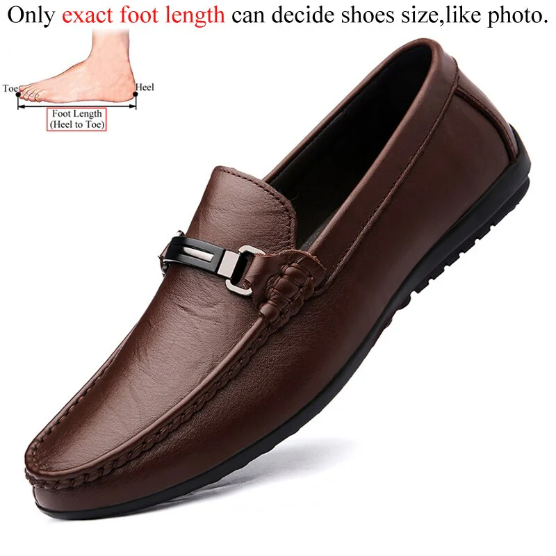 Loafers Men Casual Leather Shoes Slip On Spring Summer Black Brown Fashion Italian Trendy Luxury Designer Brand Loafer - Image 2
