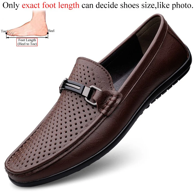 Loafers Men Casual Leather Shoes Slip On Spring Summer Black Brown Fashion Italian Trendy Luxury Designer Brand Loafer - Image 3